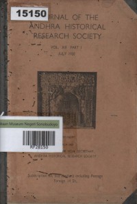 Image of Journal of the Andhra Historical Research Society, Vol. XII, Parts I to IV (1938-1939); Jurnal Masyarakat Penelitian Sejarah Andhra, Vol. XII, Bagian I-IV (1938-1939)