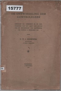 Image of De Ontwikkeling der Controleleer ; Perkembangan Ilmu Audit