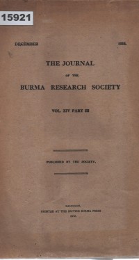 Image of The Journal of the Burma Research Society ; Jurnal Perhimpunan Riset Burma