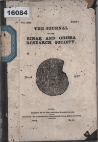 Image of The Journal of the Bihar and Orissa Research Society ; Jurnal Masyarakat Penelitian Bihar dan Orissa