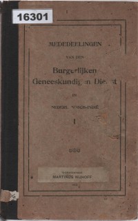 Image of Mededeelingen van den Burgerlijken Geneeskundigen Dienst in Nederlandsch-Indië I ; Laporan Dinas Kesehatan Sipil di Hindia Belanda I