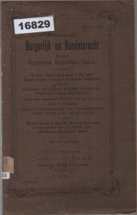 Image of Peratoeran Burgerlijk en Handelsrecht bersama Reglement Burgerlijke Stand; Peraturan Hukum Perdata dan Dagang serta Peraturan Catatan Sipil