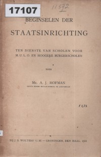 Image of Beginselen der Staatsinrichting ; Prinsip-prinsip Tata Negara