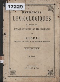 Image of Exercices Lexicologiques ; Latihan Leksikologi