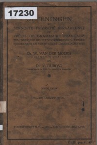 Image of Oefeningen bij Beknopte Fransche Spraakkunst of Précis de Grammaire Française ; Latihan Tata Bahasa Prancis Singkat