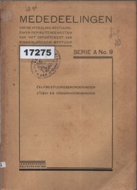 Image of Mededeelingen van de Afdeeling Bestuurszaken der Buitengewesten van het Departement van Binnenlandsch Bestuur - Serie A No. 9; Peraturan Pemerintahan Sendiri di Aceh dan Daerah Taklukannya