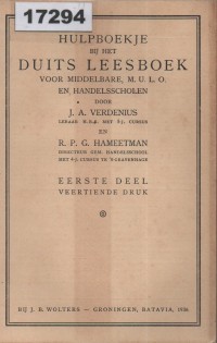 Image of Hulpboekje bij het Duits Leesboek voor Middelbare, M.U.L.O. en Handelsscholen, Eerste Deel (Veertiende Druk); Buku Bantu untuk Buku Bacaan Bahasa Jerman untuk Sekolah Menengah dan Sekolah Dagang, Bagian Pertama (Cetakan Keempat Belas)