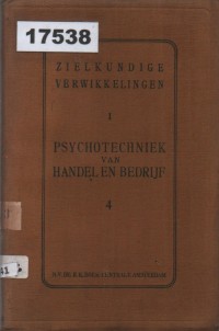 Image of Psychotechniek van Handel en Bedrijf; Psikoteknik dalam Perdagangan dan Perusahaan