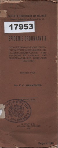 Image of Epidemie-Ordonnantie; Peraturan Epidemi