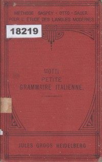 Image of Petite Grammaire Italienne; Tata Bahasa Italia Kecil