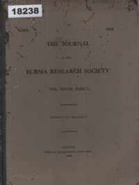 Image of Journal of the Burma Research Society; Jurnal Masyarakat Penelitian Burma