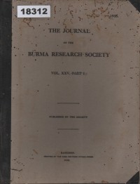 Image of The Journal of the Burma Research Society; Jurnal Masyarakat Penelitian Burma