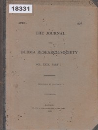 Image of The Journal of the Burma Research Society; Jurnal Masyarakat Penelitian Burma