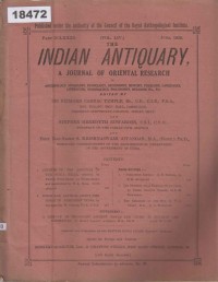 Image of The Indian Antiquary: A Journal of Oriental Research; Antikuitas India: Jurnal Penelitian Oriental