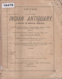 Image of The Indian Antiquary: A Journal of Oriental Research; Antikuitas India: Jurnal Penelitian Oriental