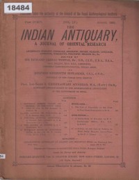 Image of The Indian Antiquary: A Journal of Oriental Research; Antikuitas India: Jurnal Penelitian Oriental