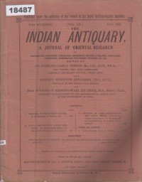 Image of The Indian Antiquary; A Journal of Oriental Research: Antikuitas India; Jurnal Penelitian Oriental