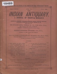 Image of The Indian Antiquary: A Journal of Oriental Research; Antikuitas India: Jurnal Penelitian Oriental