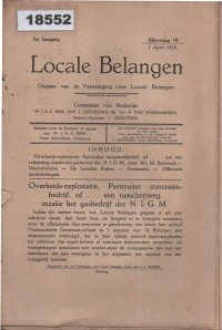 Image of Locale Belangen: Overheids-exploitatie, Particulier concessiebedrijf, of een tusschenweg, inzake het gasbedrijf der N.I.G.M.; Muatan Lokal: Eksploitasi Pemerintah, Perusahaan Konsesi Swasta, atau Solusi Tengah, mengenai Perusahaan Gas N.I.G.M.