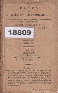 Image of The Plays of William Shakspeare; Drama-Drama William Shakespeare