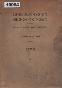 Image of Circulaires en Beschikkingen van het Departement van Financiën Jaargang 1931; Surat Edaran dan Keputusan dari Departemen Keuangan Tahun 1931