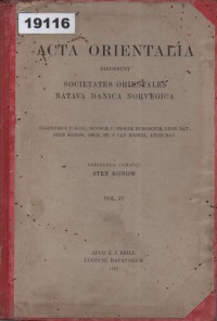 Image of Acta Orientalia; Tindakan Orientalis