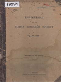 Image of The Journal of the Burma Research Society; Jurnal Masyarakat Penelitian Burma