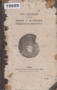 Image of The Journal of the Bihar and Orissa Research Society