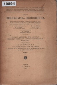 Image of Bibliographia Biotheoretica, Series C 1935-1939; Daftar Bibliografi Biologi Teoretis, Seri C